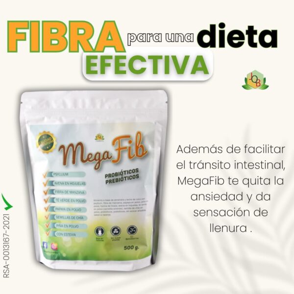 MegaFib - Fibra con probióticos y prebióticos 500grs.